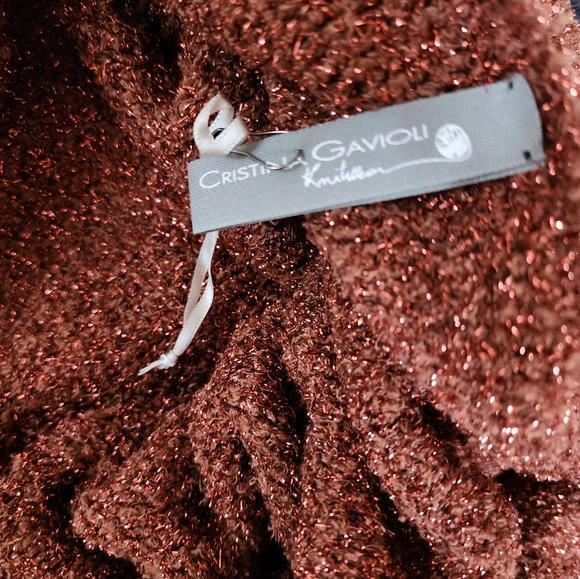 Cristina Gavioli Copper Metallic Knit Duster Cardigan Size M - Picture 4 of 7